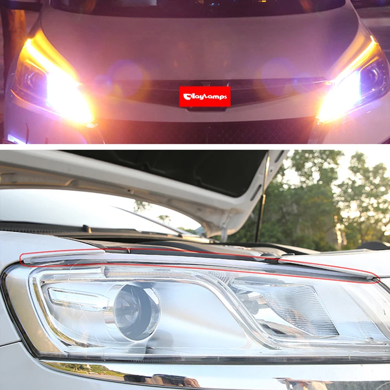 12V Day Light Led Car Flexible 45cm LED Strip Lamp Headlight Day time Running Lights Flowing White Turn Yellow Signal Lights 12V Day Light Led Car Flexible 45cm LED Strip Lamp Headlight Day time Running Lights Flowing White Turn Yellow Signal Lights