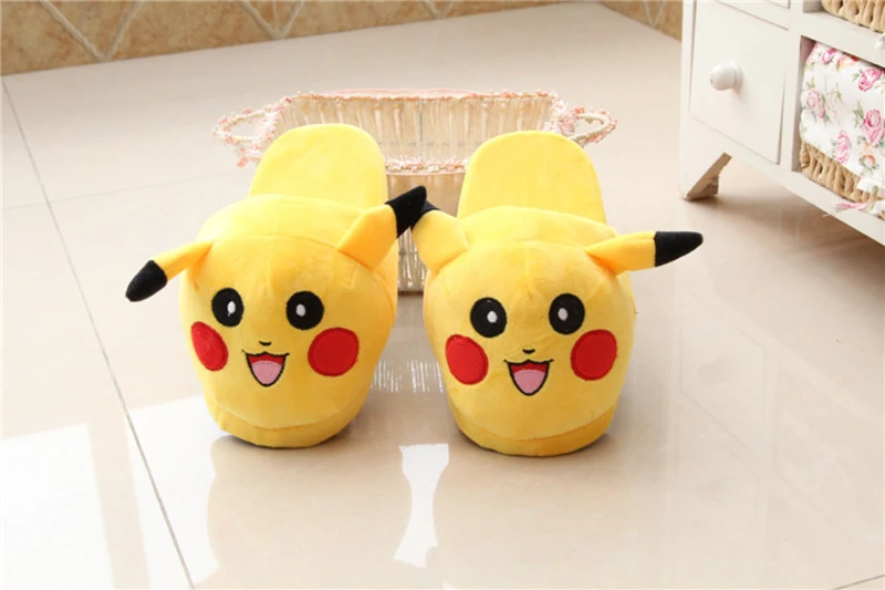 Women Anime Cartoon Pokemon Slippers Lovers Warm Woman Slippers Elf Ball Pikachu Go Plush Shoes Home House Slippers Children - Цвет: style 1