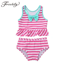 Комплект из двух предметов купальник для обувь девочек дети полосатый бикини с завязками милые купальники малышек Biquini ванный комплект маленьких д