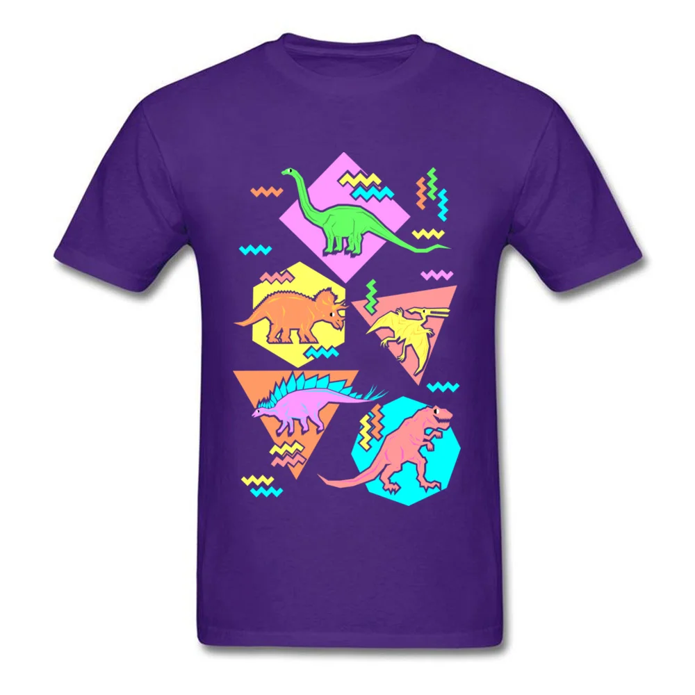 Nineties Dinosaur Pattern Men Cheap Tops Shirts O-Neck Thanksgiving Day 100% Cotton Top T-shirts Printed On Tee-Shirts Nineties Dinosaur Pattern purple