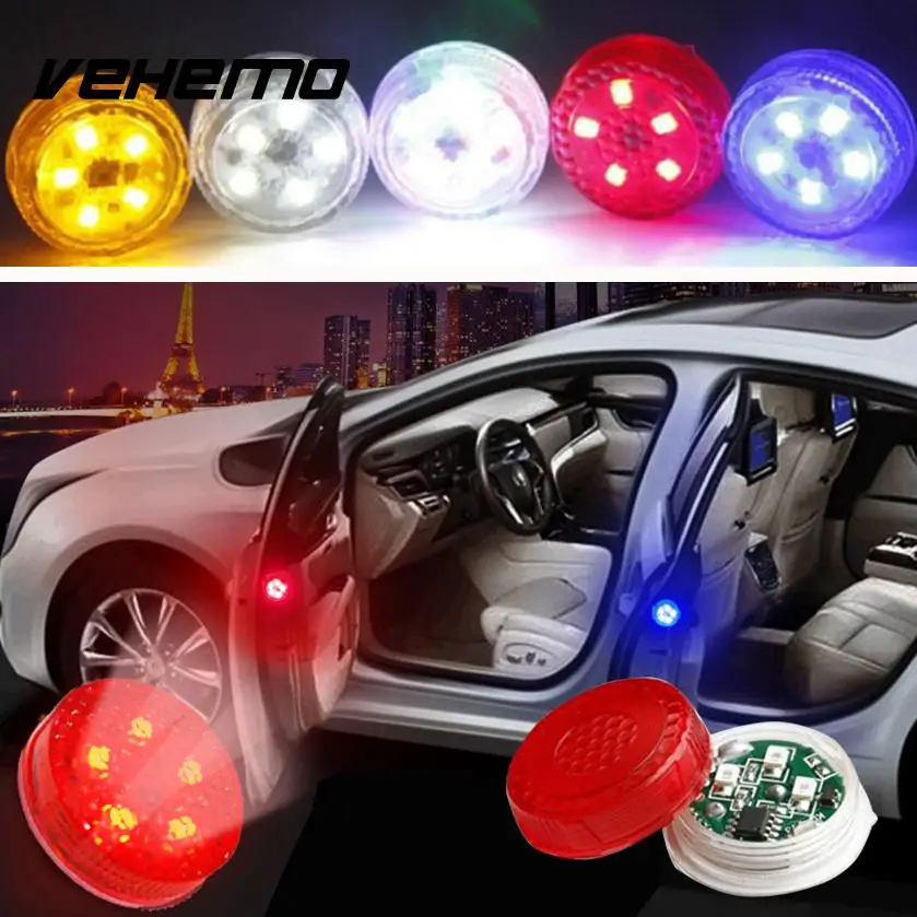 Vehemo Wireless 2PCS LED Flash Light Car Door Warning Light Automobile