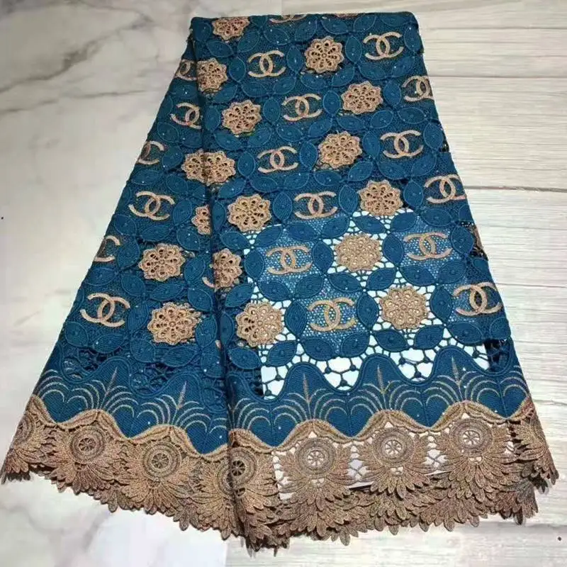 African cord lace fabric with stone latest african laces high end guipure lace nigerian lace fabrics for wedding dress - Цвет: Color4