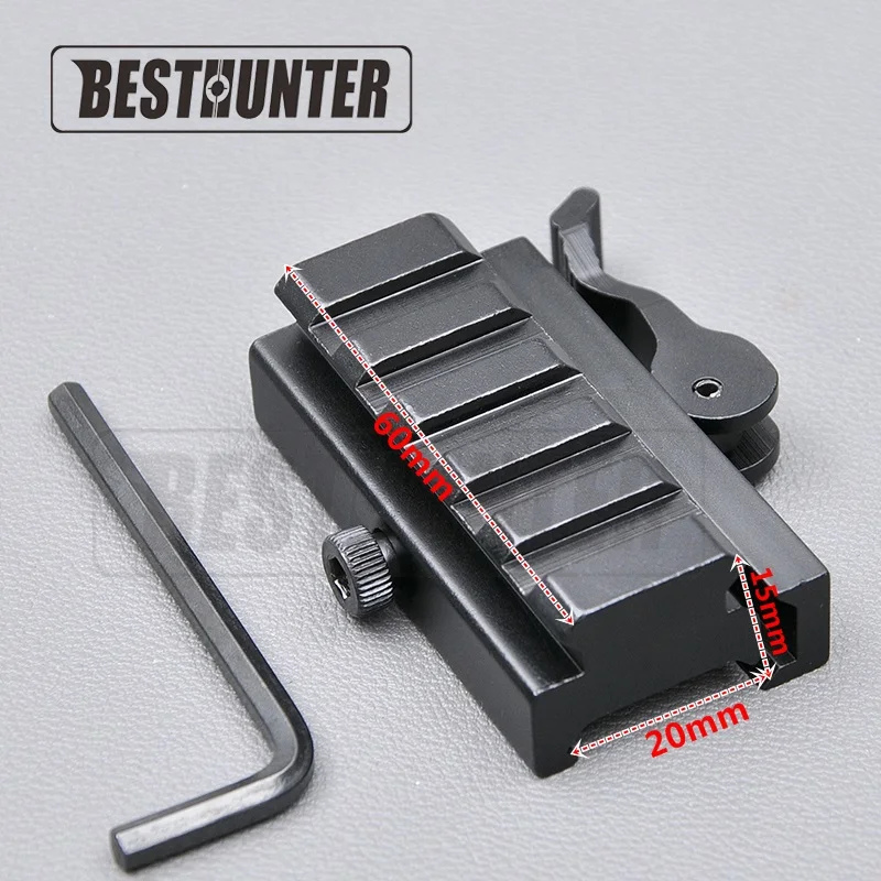 

Aluminum Compact Tactical QD Quick Release Mount Adapter 5 Slots Fit 20mm Picatinny Weaver Rail Base Gun Accessories