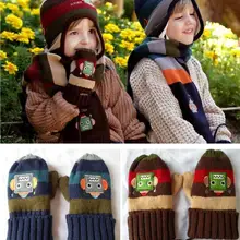 1 пара, корейский робот, для мальчиков и девочек, зимние вязаные теплые митенки, подарки на палец, детские перчатки на Рождество, для детей ясельного возраста