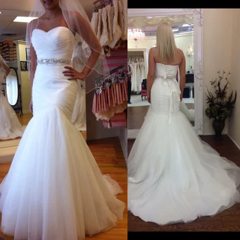 

Plus Size Mermaid Wedding Dresses 2019 Sweetheart Sashes Beading Luxury Vestido De Novia Bride Dresses Wedding Gown Court Train