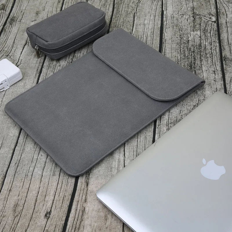Чехол для ноутбука с магнитной пряжкой для Macbook Air Pro 11, 13, 15 дюймов, матовый чехол из полиуретана retina для 12, новинка 13,3, чехол для ноутбука с сенсорной панелью - Цвет: Grey-Set