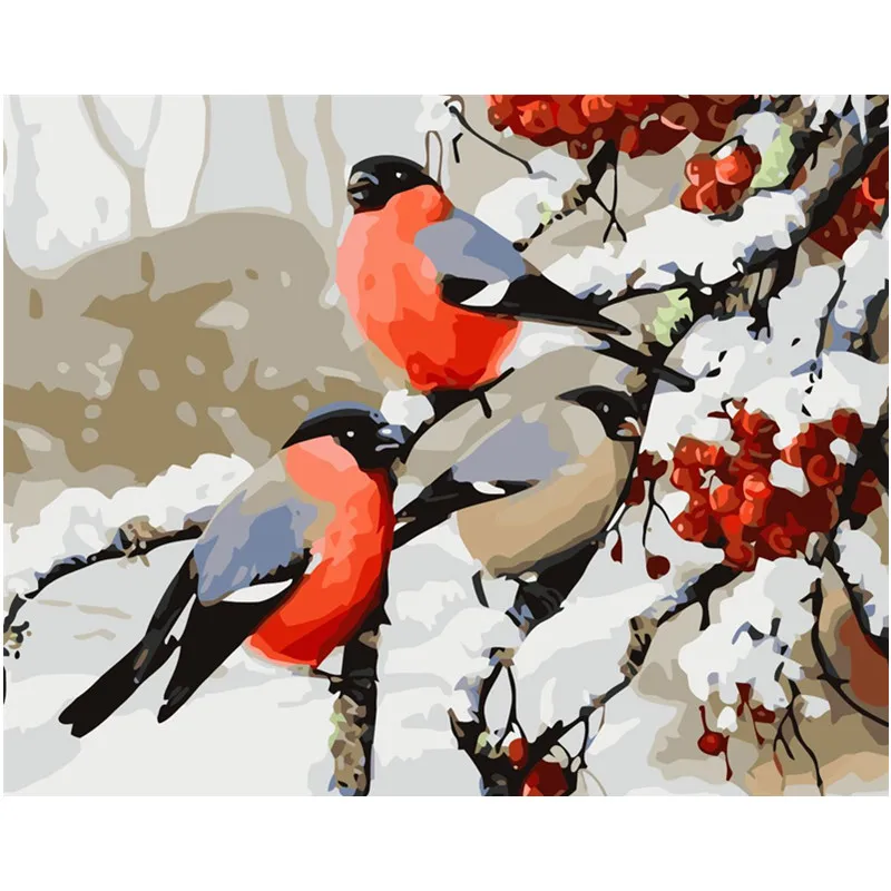 

Fat Birds in Winter Hand Made Paint High Quality Canvas Beautiful Painting By Numbers Surprise Gift Great Accomplishment