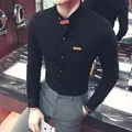 Мужская Роскошная стильная повседневная дизайнерская рубашка с длинным рукавом, облегающие рубашки, 3 цвета, 5902