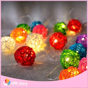 

20 Rattan Ball Led String Fairy Lights Christmas Tree Ornaments Xmas Decoration Warm White LED Lights Home Garden Decoration