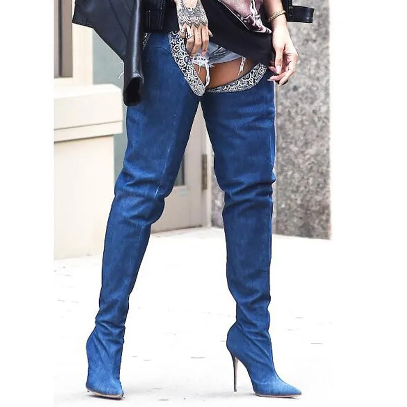 rihanna belted thigh high boots