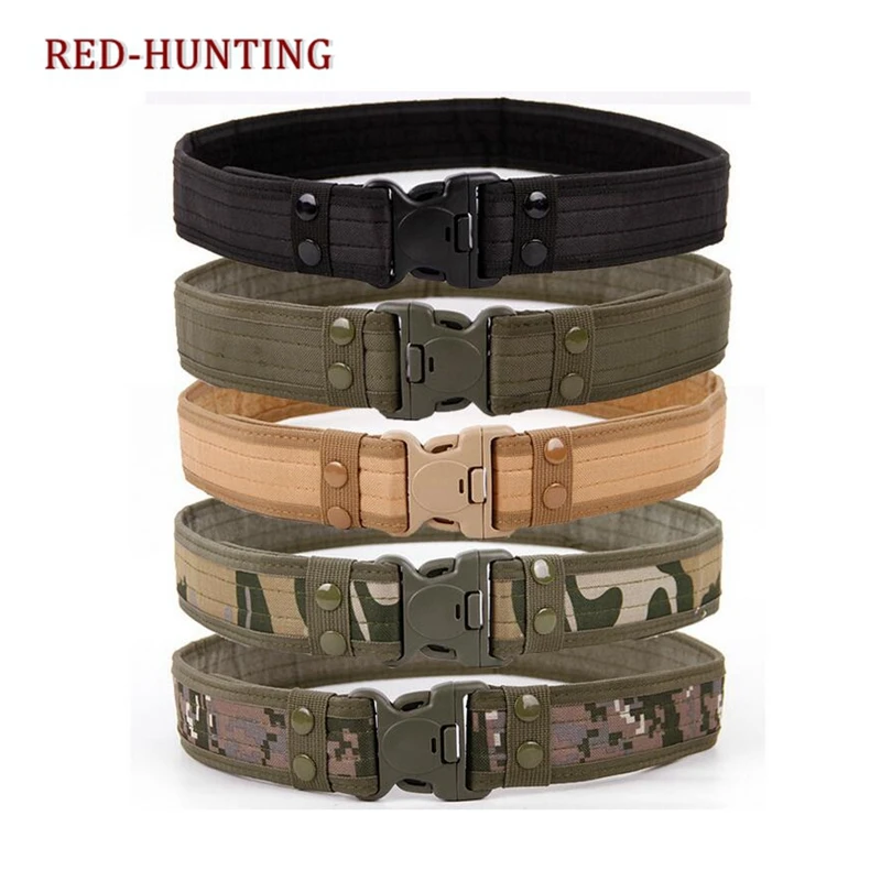 

Airsoft Military Tactical Belt Unisex Durable Canvas Material Hunting Outdoor Utility Adjustable Waistband