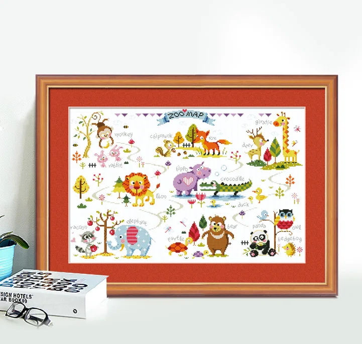 cs-2736 Cross Stitch Kit Zoo Map Animal Wild World SO