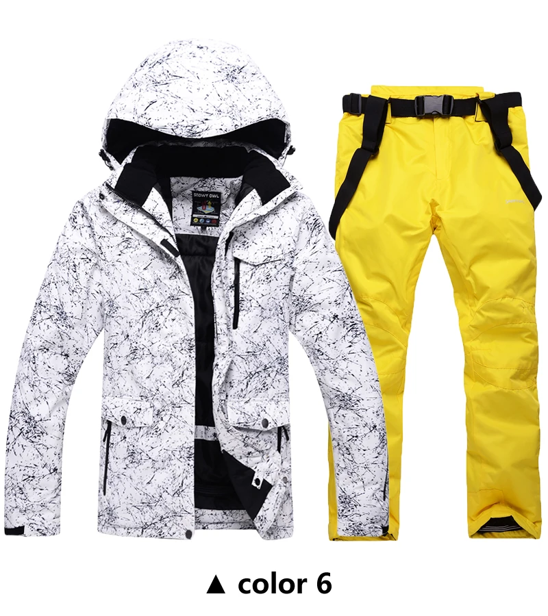 Большой размер пары лыжный костюм мужской лыжная куртка+ лыжные Штаны теплая дутая куртка Ветрозащитная водонепроницаемая куртка лыжный костюм дамы