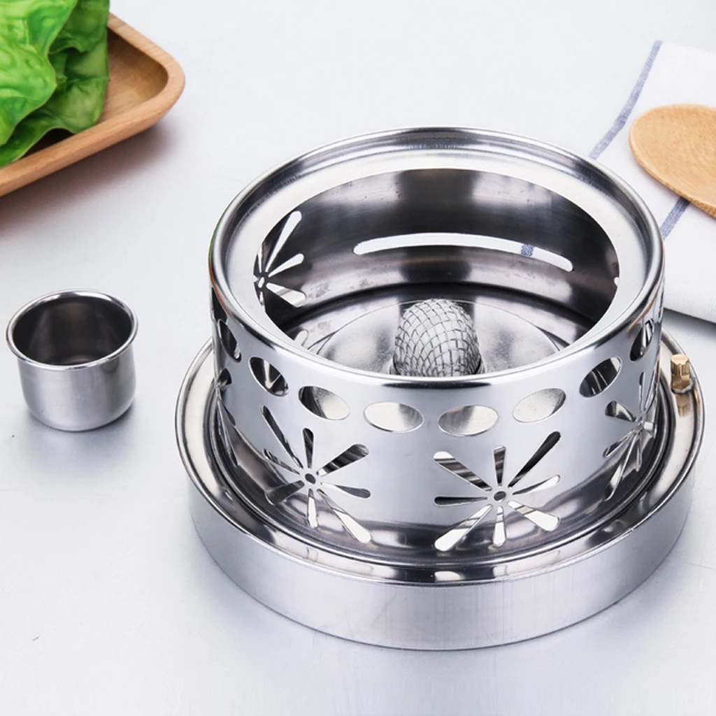 Stainless Steel Shabu Shabu Thick Cookware Hot Pot With Alcohol Burner & Lid