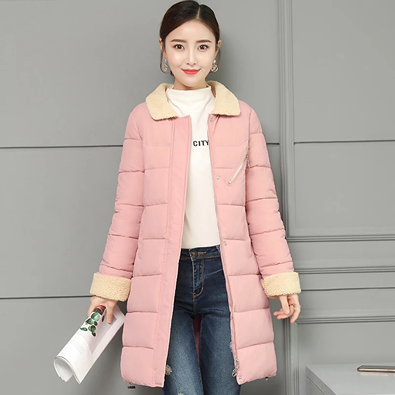 Longue Jaqueta Femelle Épais Le Femmes Green pea Mince D'hiver Manteau Survêtement Black brick Tournent yellow 2018 Chaud Bouton Feminina Green Dames Veste Zipper army Red Bas Vers pink nk0N8PwXO