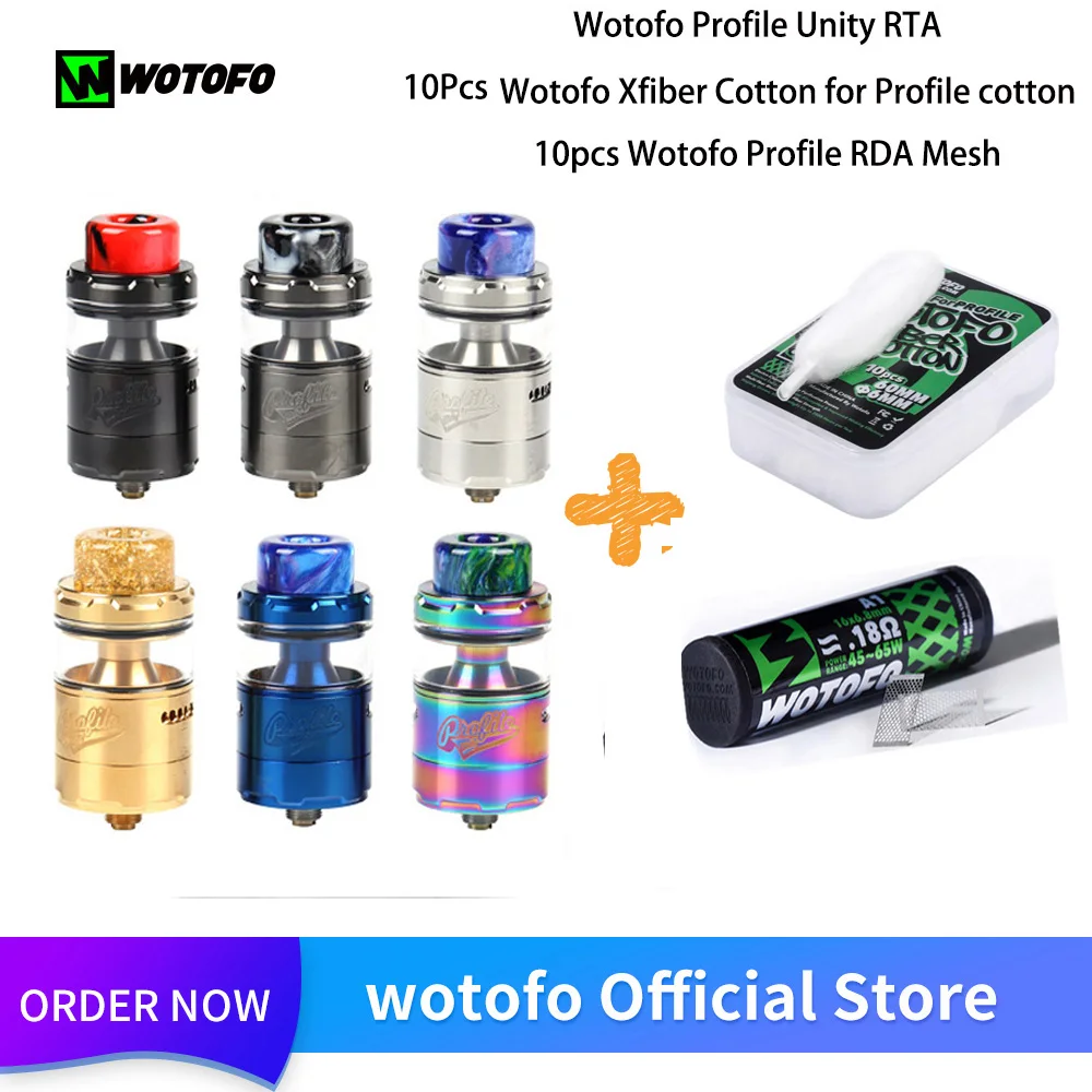 

Original Wotofo Profile Unity RTA Atomizer With 10Pcs Xfiber Cotton Mesh Coil 3.5ML Vape Tank Vaporizer Dripping 510 Vape Tank