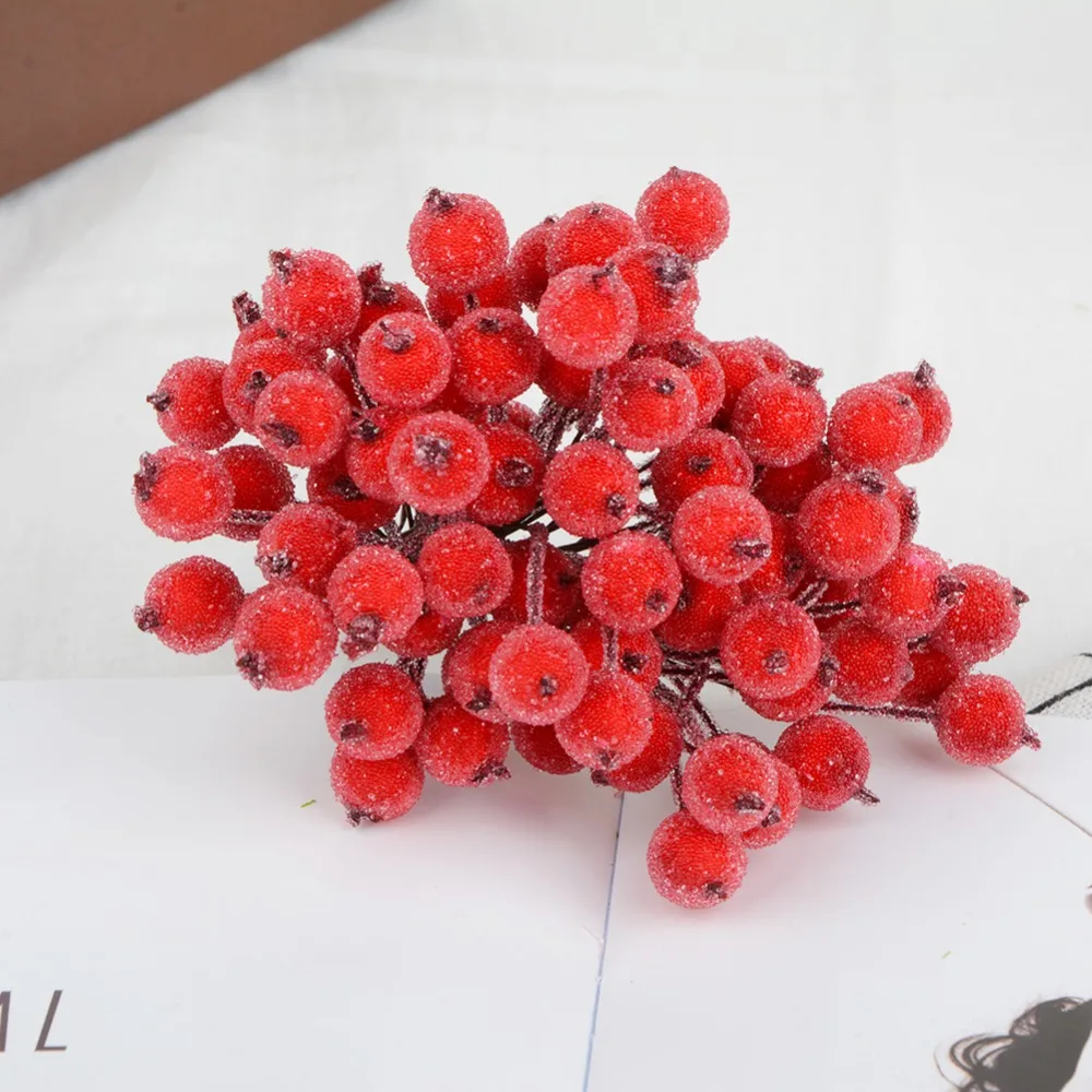 

40pcs/lot Artificial Red Berries Fruits Christmas New Years Festival Supplies Fake Flowers Stamen DIY Home Wedding Decoration