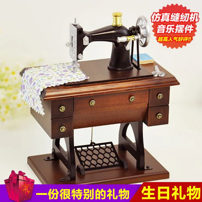

Wood sewing machine music box wool sewing machine honey girls new year wedding Christmas and birthday gift free shipping