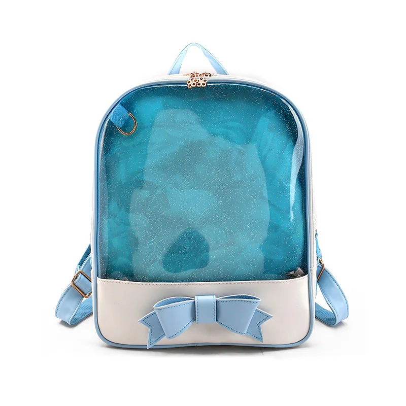 

Women Summer Candy Color PVC Transparent Backpack Bowknot Zipper Bag Girls School Backpacks Popular