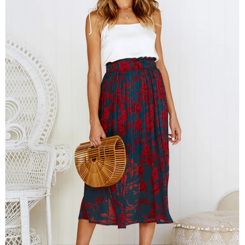 2019 для женщин летние Корейский стиль OL юбки с высокой талией Boho карандаш