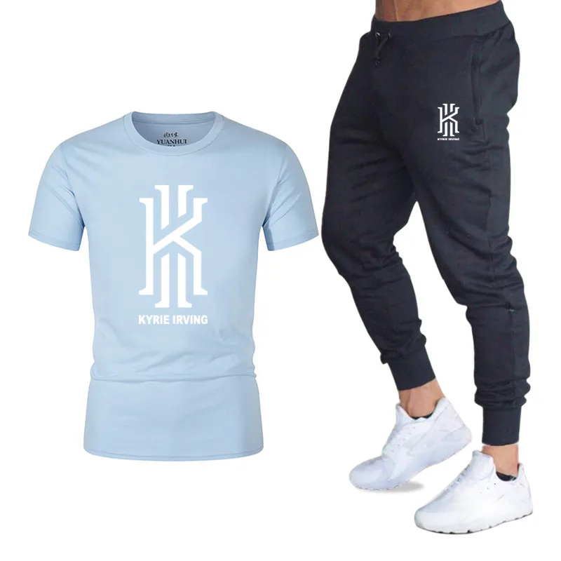 Quality Men's Sets Kyrie Irving T Shirts+Pants men Brand clothing 2 piece suit tracksuit Fashion Casual Tshirts Gyms Workout Set