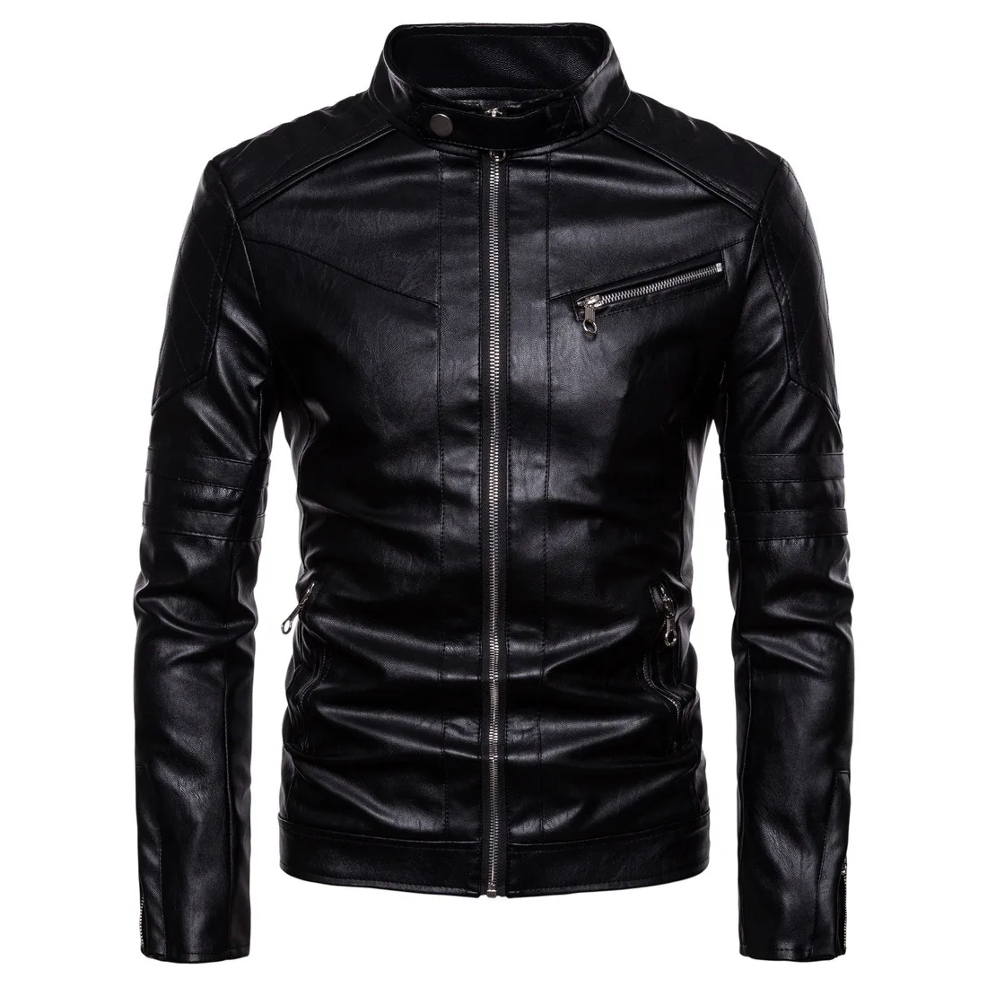 Nouvelle B045 Pu Veste Mode Locomotive Automne Cuir En Hommes Collier Noir De srCBhQdtxo