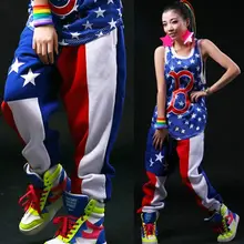 Новинка, модные брендовые джазовые шаровары, женские штаны в стиле хип-хоп, весенне-летние свободные штаны ярких цветов, спортивные штаны со звездами