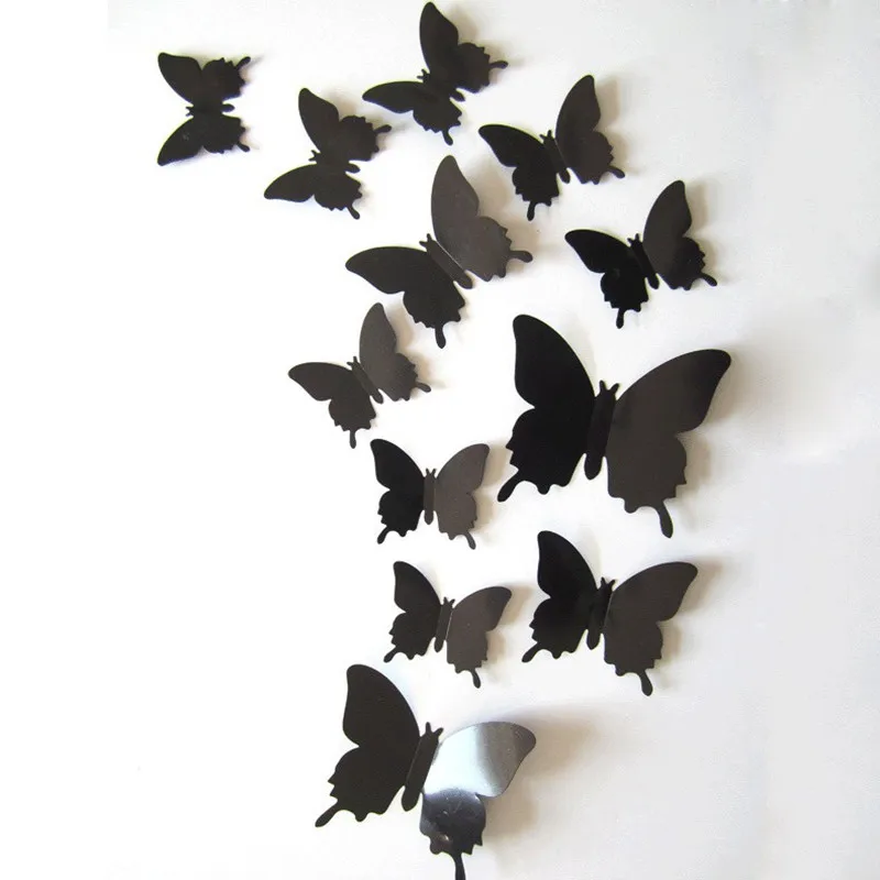 12Pcs PVC 3D Butterfly Wall Stickers Decals Home Decor Adhesive to Wall Decoration Adesivo De Parede for Kids Rooms (3)