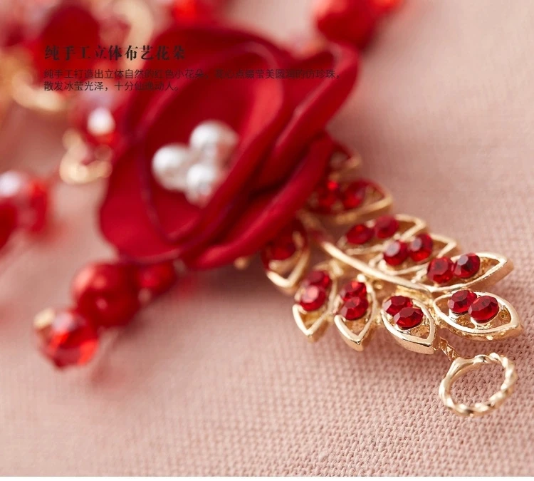Lovely Red Bridal Headdress Hair Accessories Flowers Korean Retro Lovely Red Bridal Headdress Hair Accessories Flowers Korean Retro Wedding Rhinestones Headbands For Bride 2017 In Jewelry From