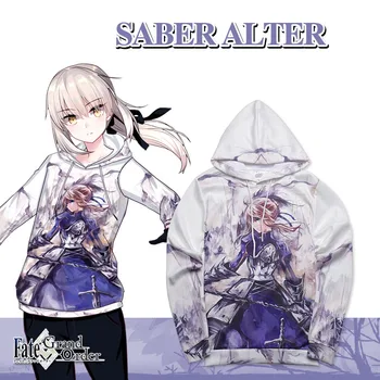 

Anime Hoodie Fate Stay Night Saber Saber Cosplay Hooded Sweatshirt Full Color Print Pullover Spring Autumn Teen Couple Coat Tops