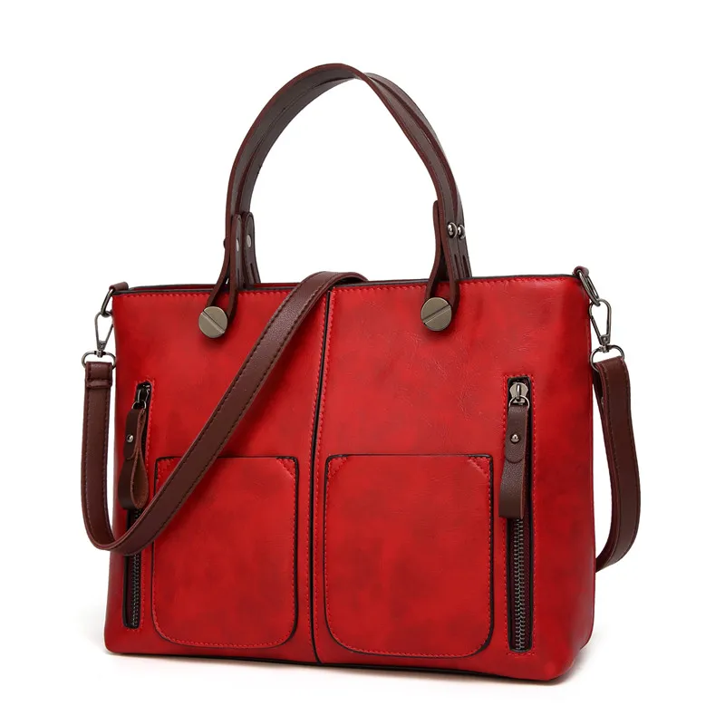 Tinkin винтажная сумка на плечо Женская Повседневная сумка для ежедневных покупок - Цвет: red
