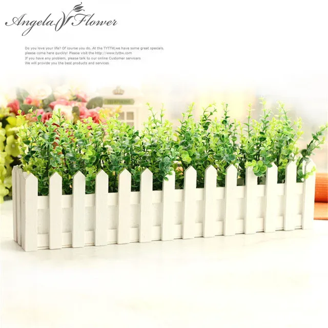 

Artificial flower decoration silk flower eucalyptus 50cm long green plants rustic wood fence home decoration