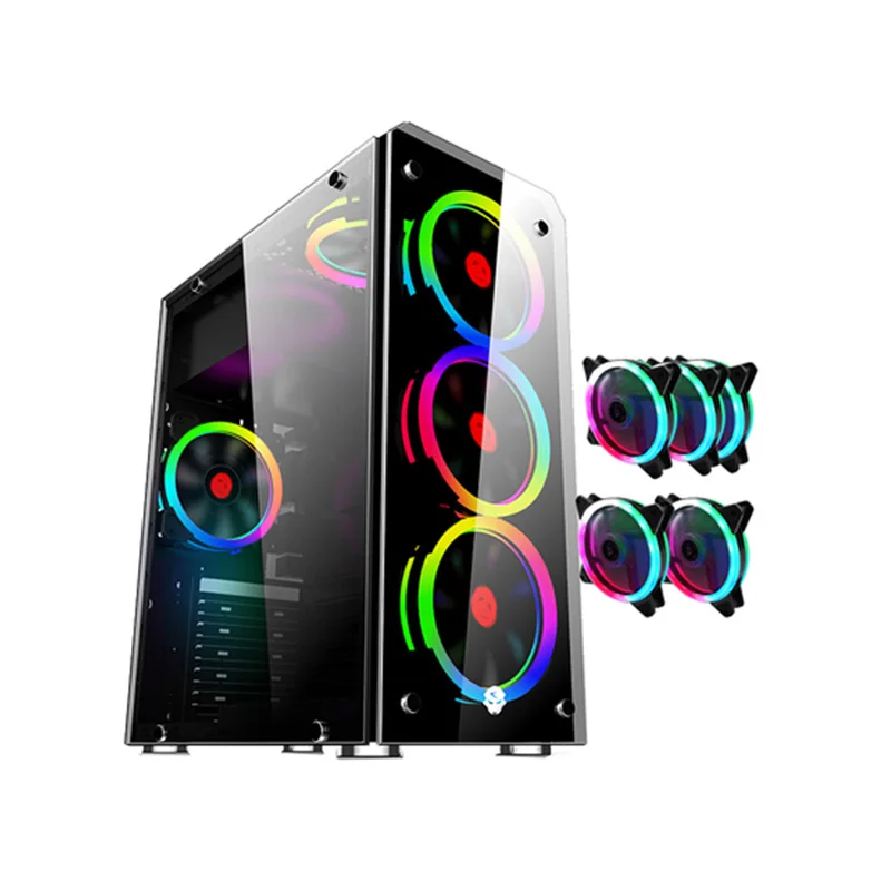350*180*440 мм двухстороннее закаленное прозрачное стекло RGB вертикальный корпус для