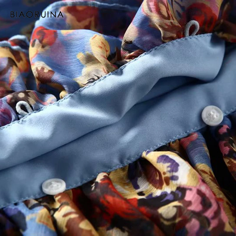 BIAORUINA женский винтажный цветочный принт Модный Универсальный комбинезон без рукавов с поясом женский пляжный стиль свободные широкие брюки