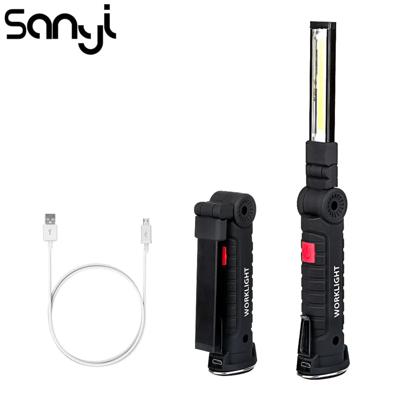 Cob Led Work Inspection Light 5 Modes Usb Rechargeable Flashlight