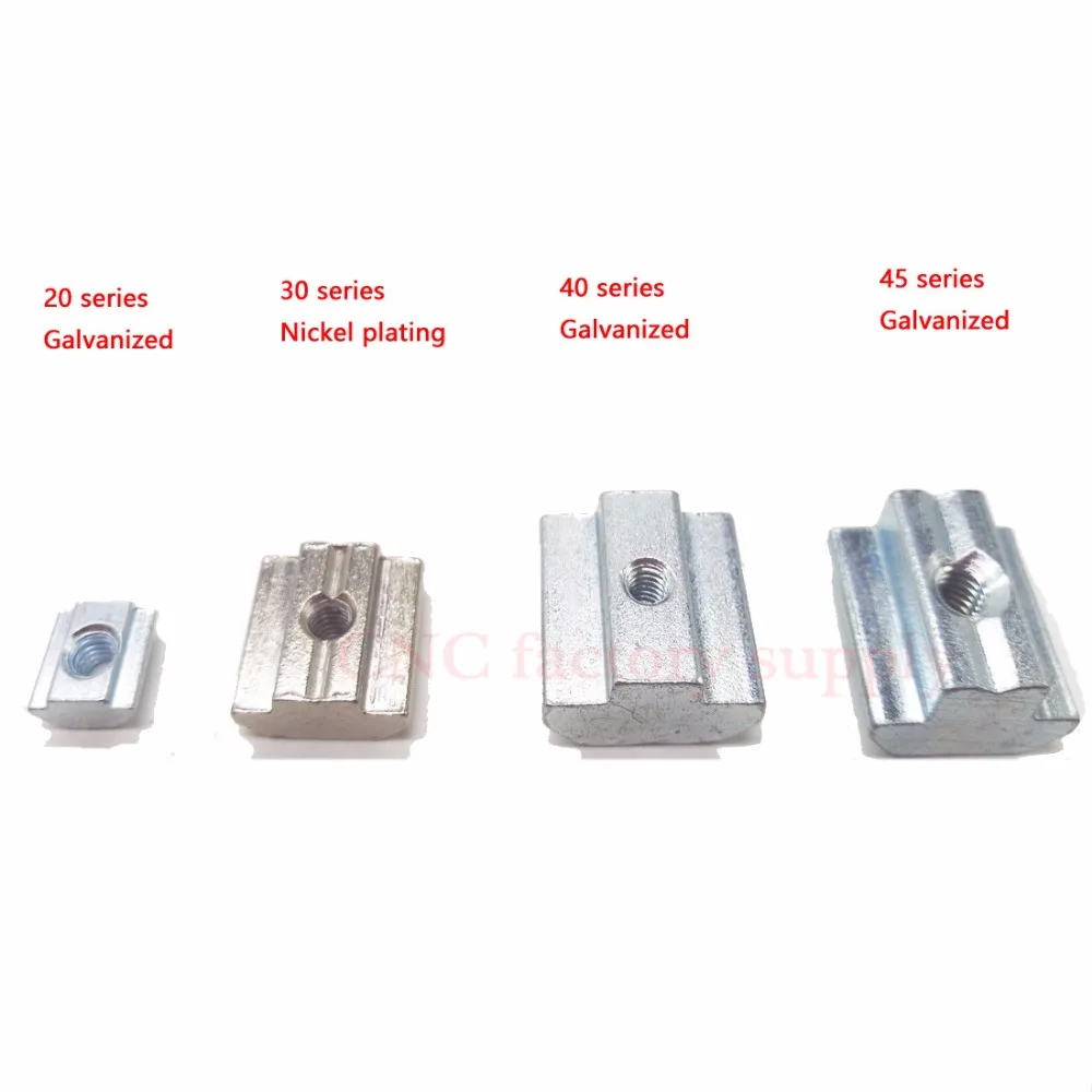 T раздвижной Гайка Блок квадратные гайки с цинковым покрытием тарелка; алюминий для стандарта ЕС алюминиевый профиль для Kossel DIY CNC