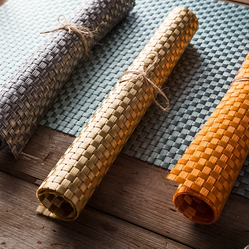 صديقة للبيئة قابل للغسل مستطيلة المضادة للانزلاق حصيرة بساط عازل المنسوجة PVC حصيرة ل طاولة طعام سادة المطبخ الديكور صديقة للبيئة قابل للغسل مستطيلة المضادة للانزلاق حصيرة بساط عازل المنسوجة PVC حصيرة ل طاولة طعام سادة المطبخ الديكور