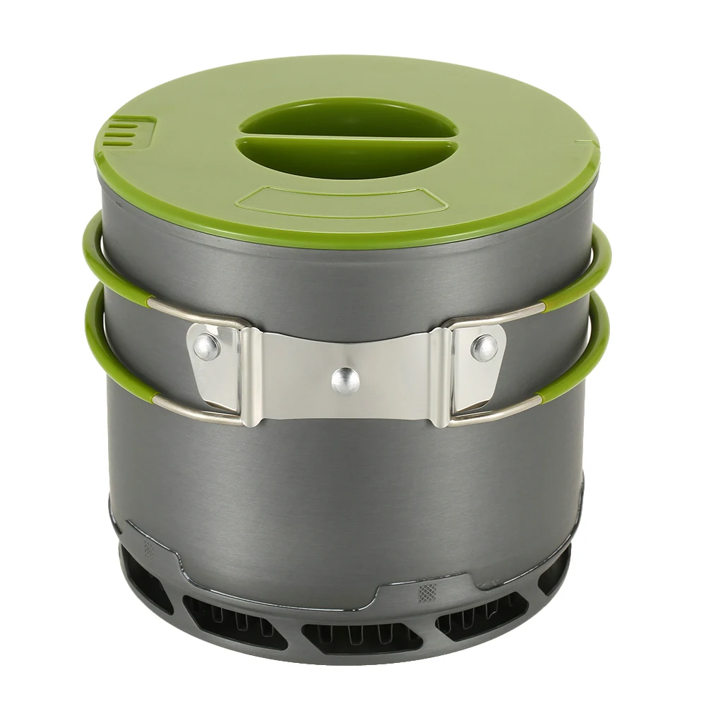 

# Heat Collecting Exchanger Pot Outdoor Aluminum Pot with Doldable Handle Camping Cookware Set Hiking Picnic Cooking Set