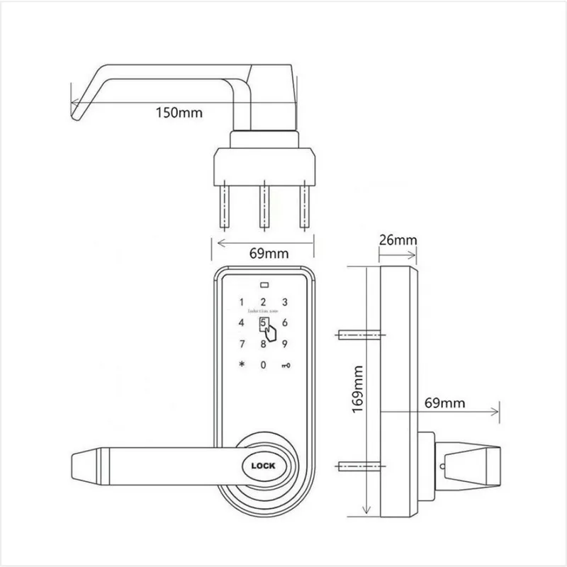 Electronic Door Lock Code, 2 ID Cards, 2 Mechanical Keys Touch Screen Keypad Digital Password Lock Keyless lk818BS