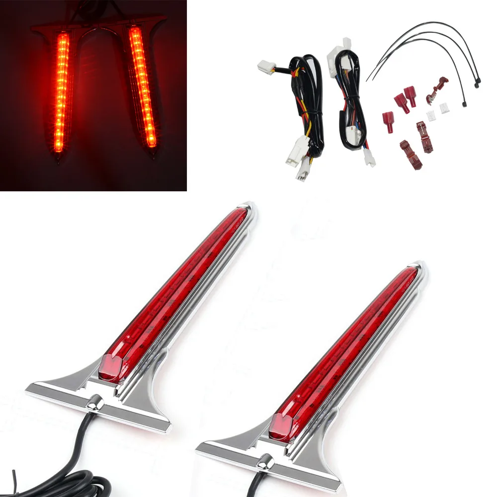 

Chrome Wedge LED Rear Saddlebag Accents Lights with Red Lenses For Harley Touring Electra Road Glide 1998-2013 Road Glides