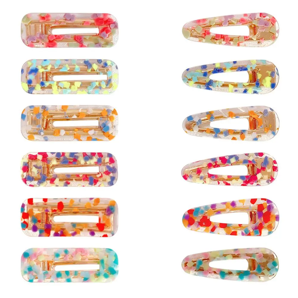 New Hot Women Colorful Acrylic Hollow Waterdrop Rectangle Hair Clips Girls Acetate Hairpins Barrettes Hair Styling Accessories