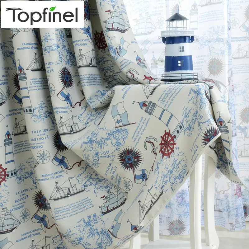 Topfinel пиратского корабля шторы для детей Детская комната Тюль гостиной спальни