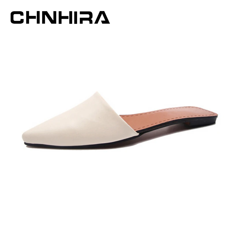 Chnhira punta estrecha solid mujeres mulas sandalias de playa planas femme  verano sandalias planas de las mujeres calza # ch376|sandal woman  shoes|mules womanflat sandals - AliExpress