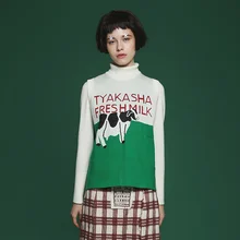 Новые осенне-весенние Для женщин трикотажный пуловер свитер Мода Свободные письма Волшебный цвет письмо мультфильм жаккардовые жилет женский без рукавов