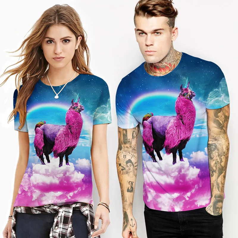 

RUNNING CHICK Star Independent Buffalo Digital Print T-shirts matching couple outfits