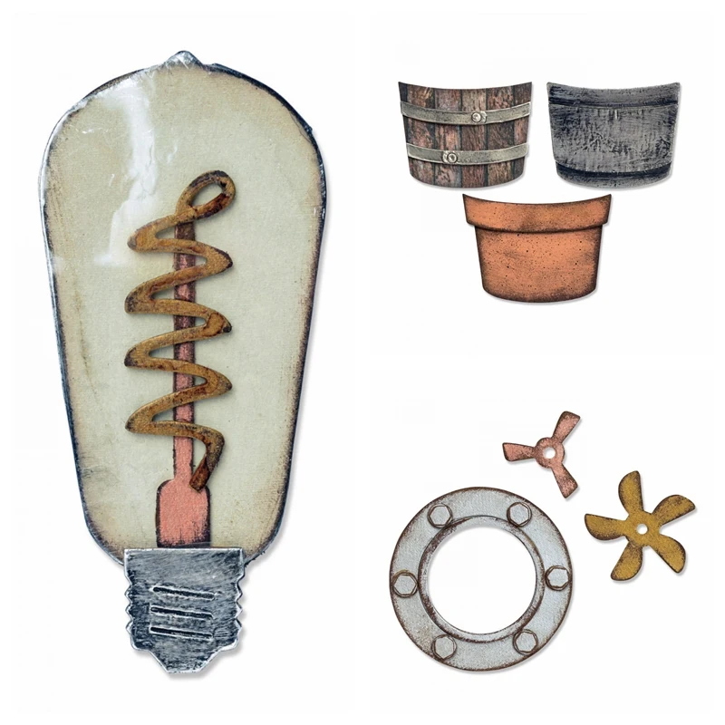

Bulb Flower Pot Components Metal Cutting Dies DIY Template Paper Card Album Making Embossing Stencil Handicraft Decoration Dies