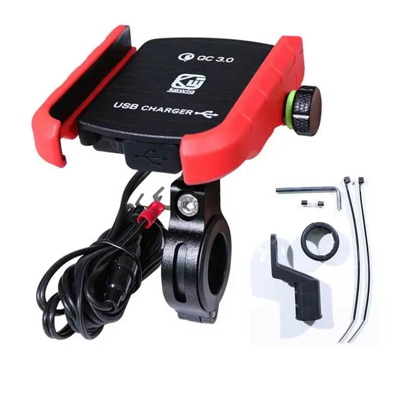 

Motorbike 360 Degree Motorcycle Handlebar Mirror Cell Phone Mount Holder with QC 3.0 USB Charger for iPhone Samsung Xiaomi Phone