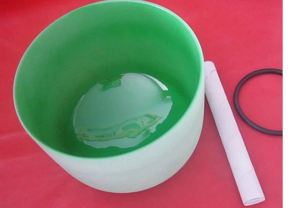 

11" Green Color F# Note Heart Chakra Frosted Quartz Crystal Singing Bowl with free suede and o-ring