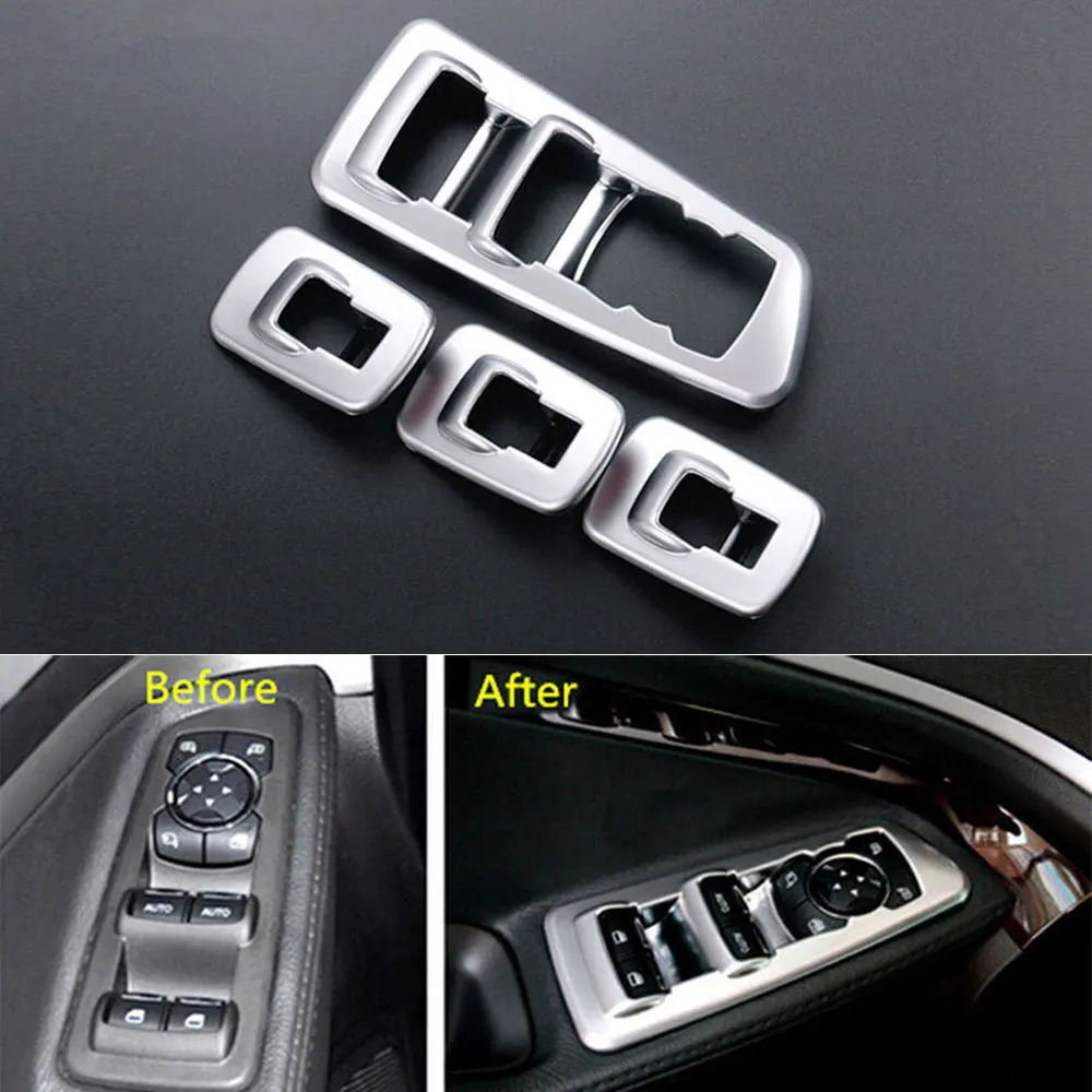 

Car Styling Window Lift Adjust Switch Cover Trim Chrome ABS Frame Decor Covers For Ford Explorer 2011 2012 2013 2014 Accessories