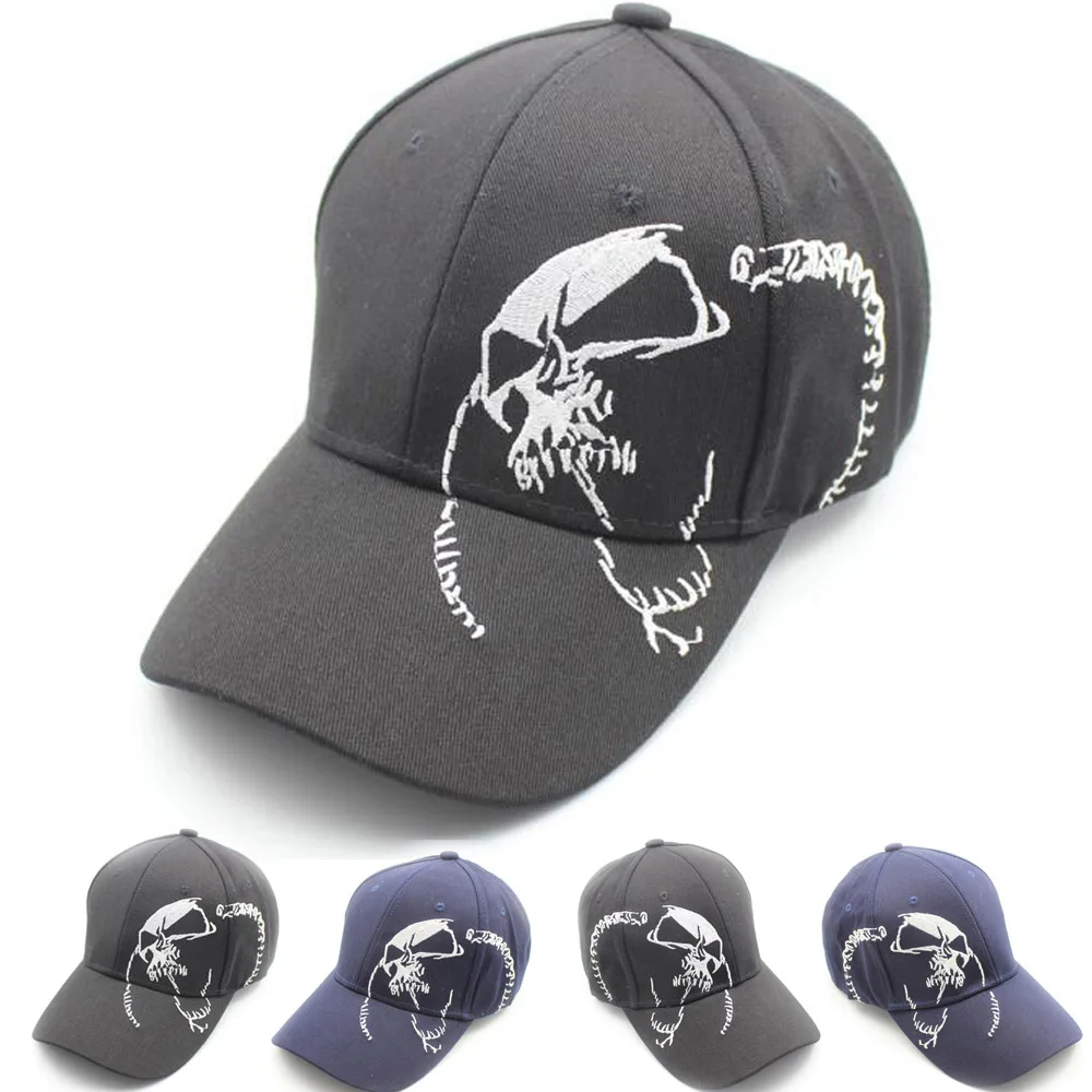 

Men Women Baseball Cap Embroidery Skull Cotton Kpop Hats Dancing Sport Sun Hat Adjustable Hip hop Rock Snapback Cap